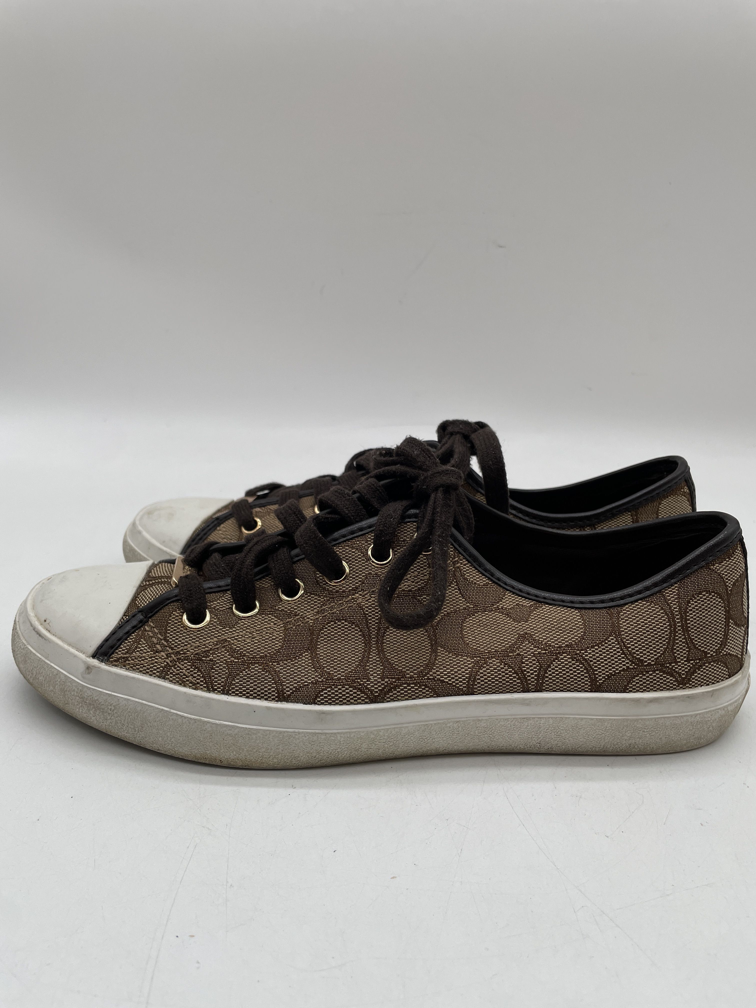 Coach Burgundy Leather Empire Zipper Sneakers Size 7 $50 | eBay